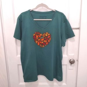 Life Is Good Heart Of Autumn Leaves Women's XXL Short Sleeve Crusher T-shirt